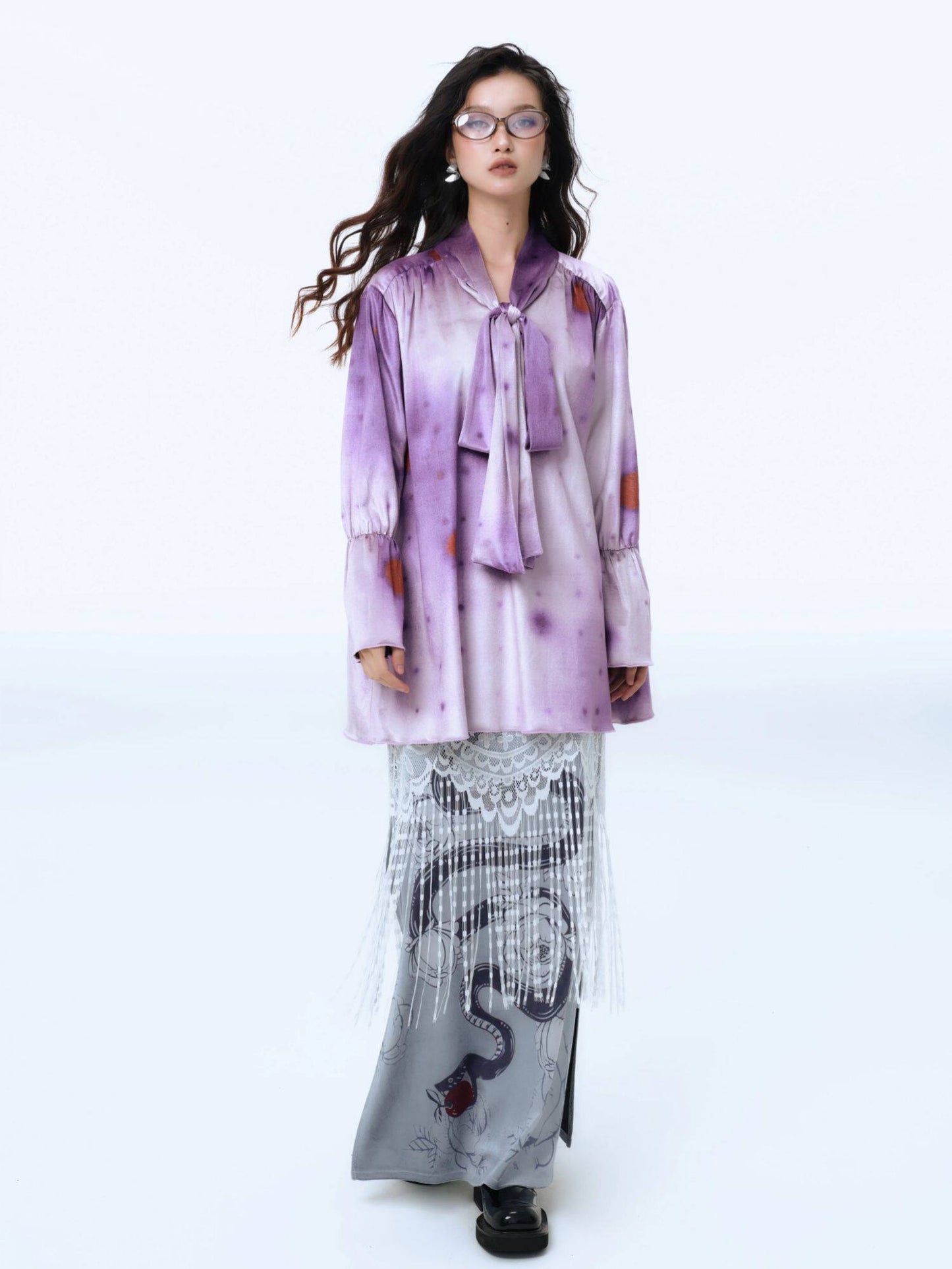 Serpent Fruit Tassel Velvet Maxi Skirt