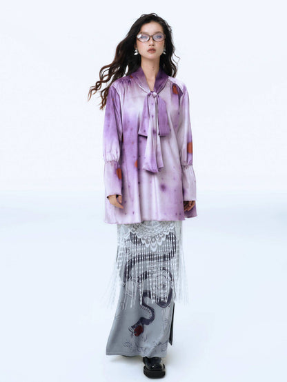 Serpent Fruit Tassel Velvet Maxi Skirt