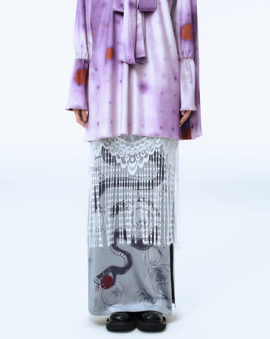 Serpent Fruit Tassel Velvet Maxi Skirt