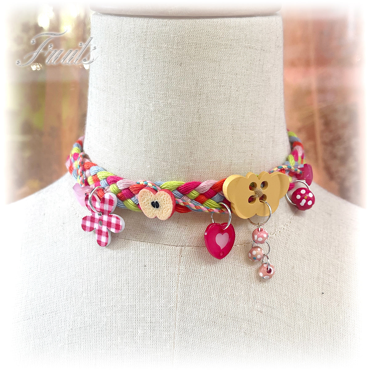 Handmade Apple Butterfly Pink Choker