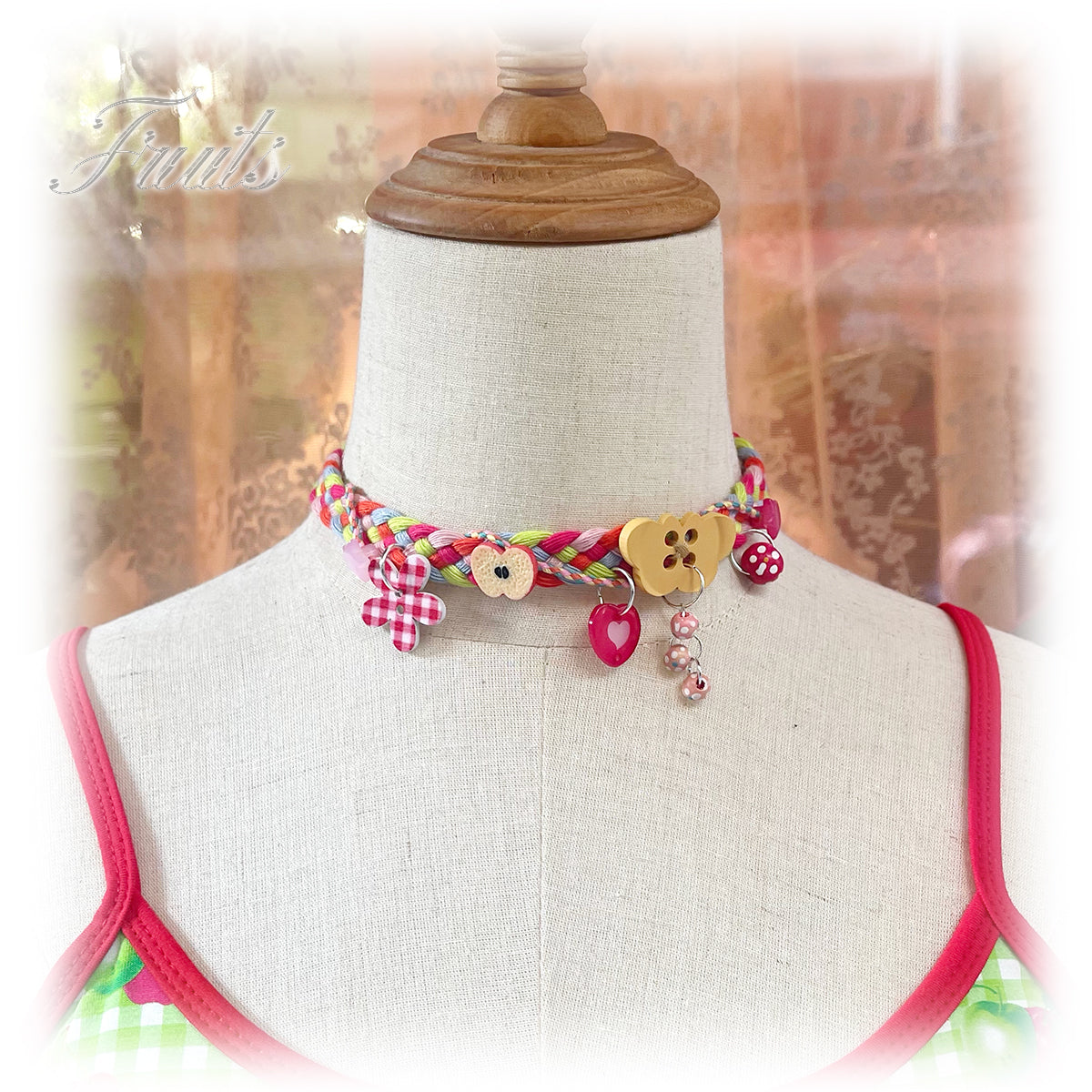 Handmade Apple Butterfly Pink Choker