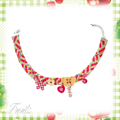 Handmade Apple Butterfly Pink Choker