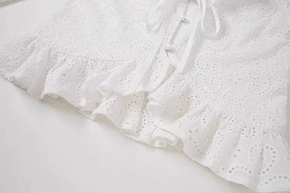 Fairy White Lace Ruffle Fishtail Top