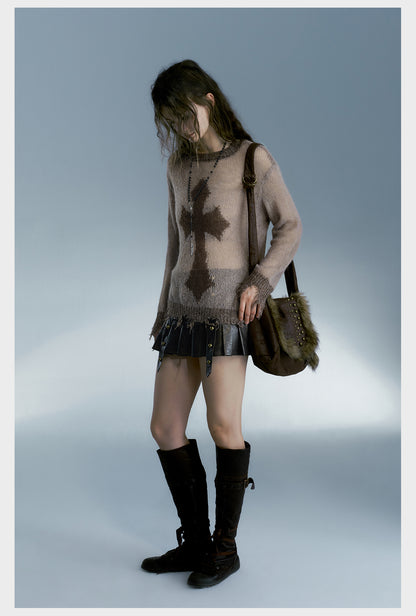 strike-a-pose-goth-brown-cross-wool-knit-sweater