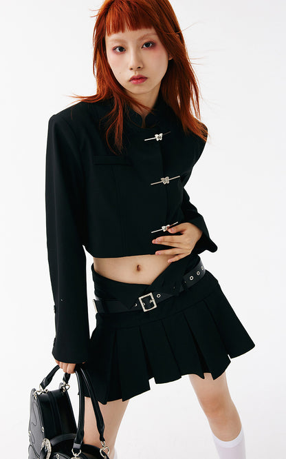 Neo Chinese Mao Collar Black Suit