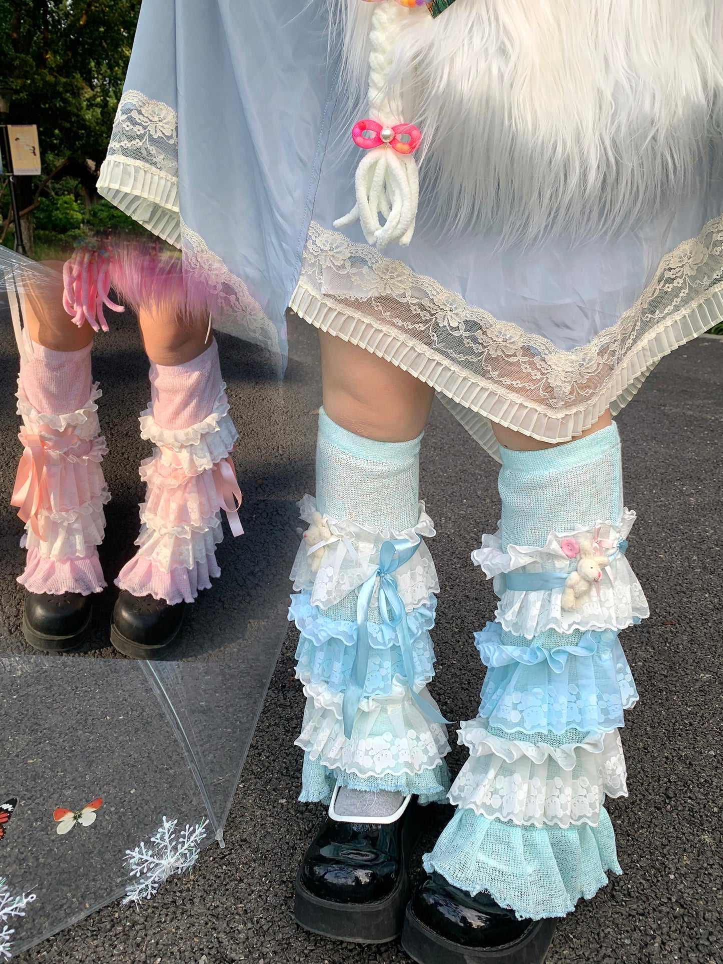 cuteoou-pink-and-blue-layered-lace-leg-warmers