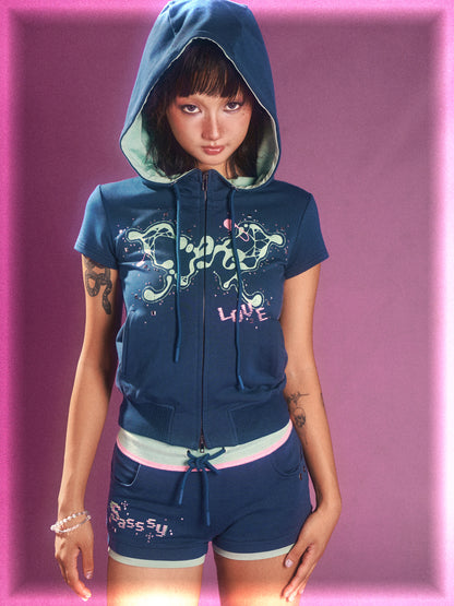 Sassy Love Blue Rhinestone Tracksuit