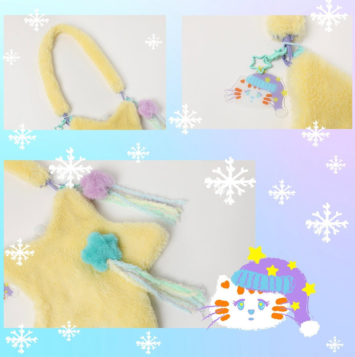 Pastel Star Shape Fluffy Bag