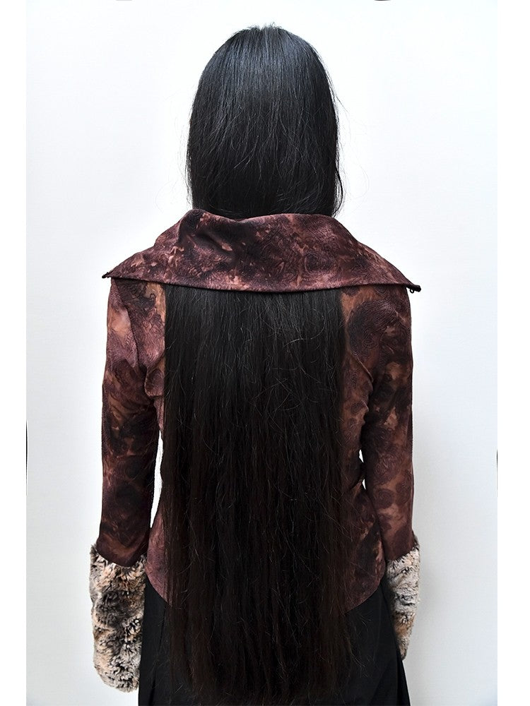 Plant Detachable Fur Sleeved Shirt