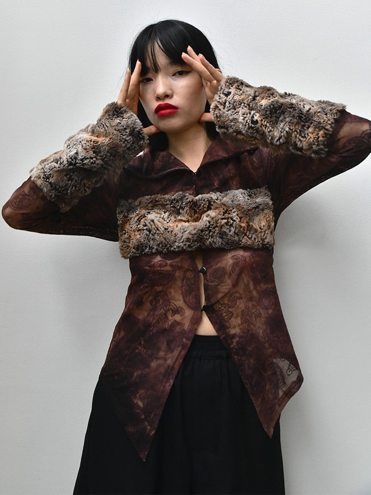 Plant Detachable Fur Sleeved Shirt