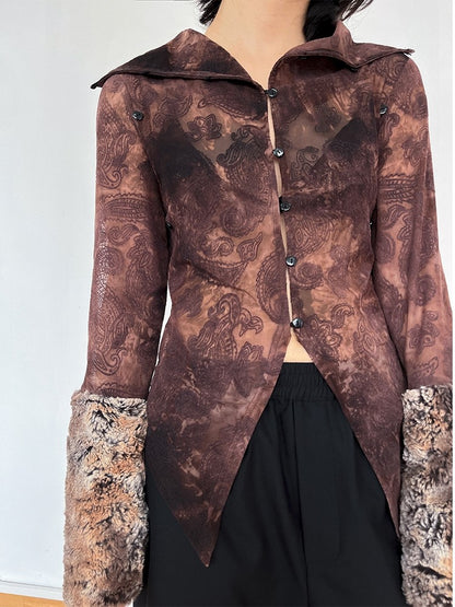 Plant Detachable Fur Sleeved Shirt