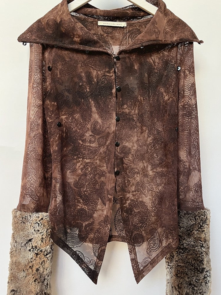 Plant Detachable Fur Sleeved Shirt
