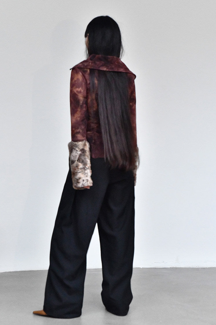Plant Detachable Fur Sleeved Shirt