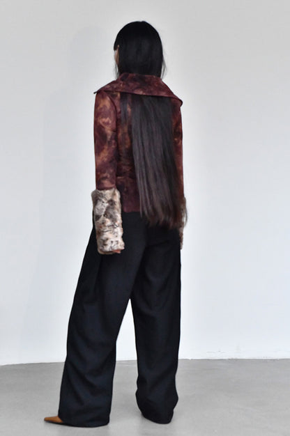 Plant Detachable Fur Sleeved Shirt