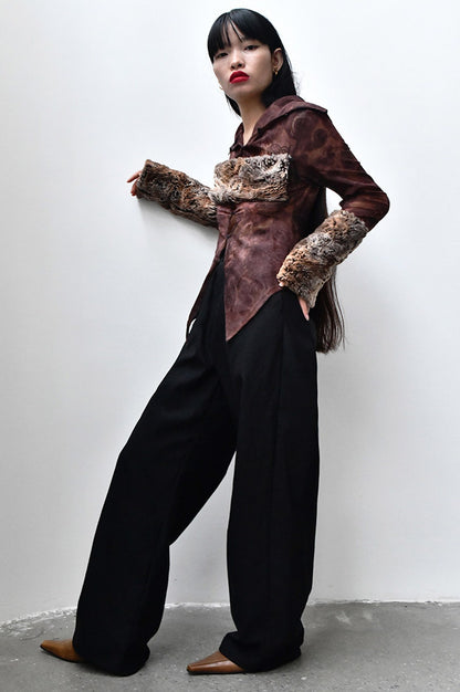 Plant Detachable Fur Sleeved Shirt