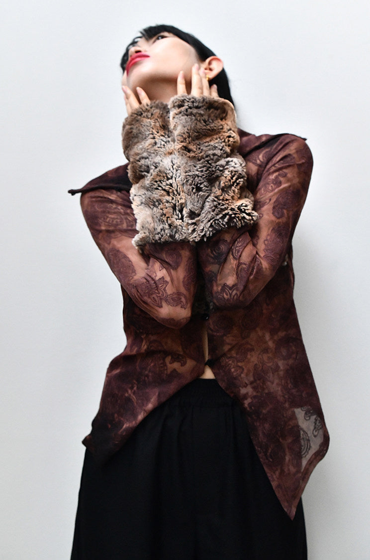 Plant Detachable Fur Sleeved Shirt