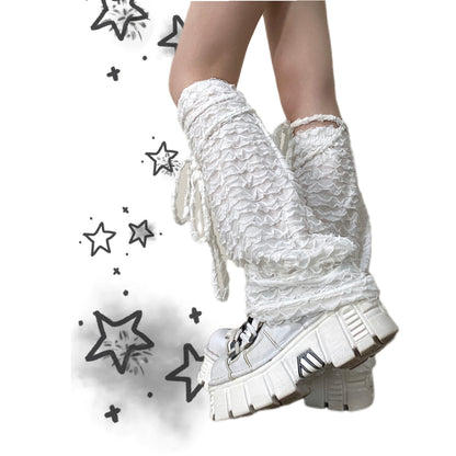 Striped Harajuku White Leg Warmers