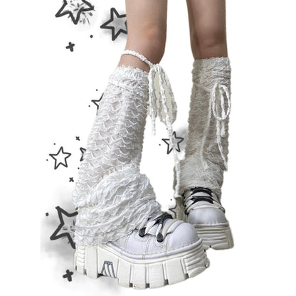 Striped Harajuku White Leg Warmers