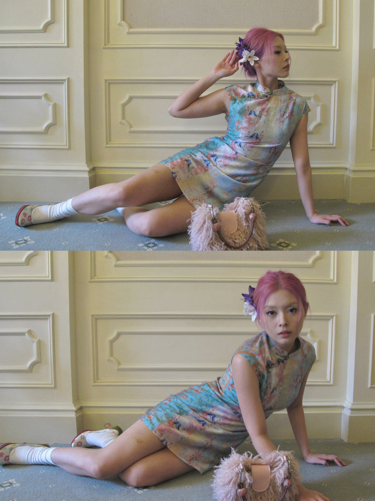 Fairy Flower Jade Cheongsam Dress