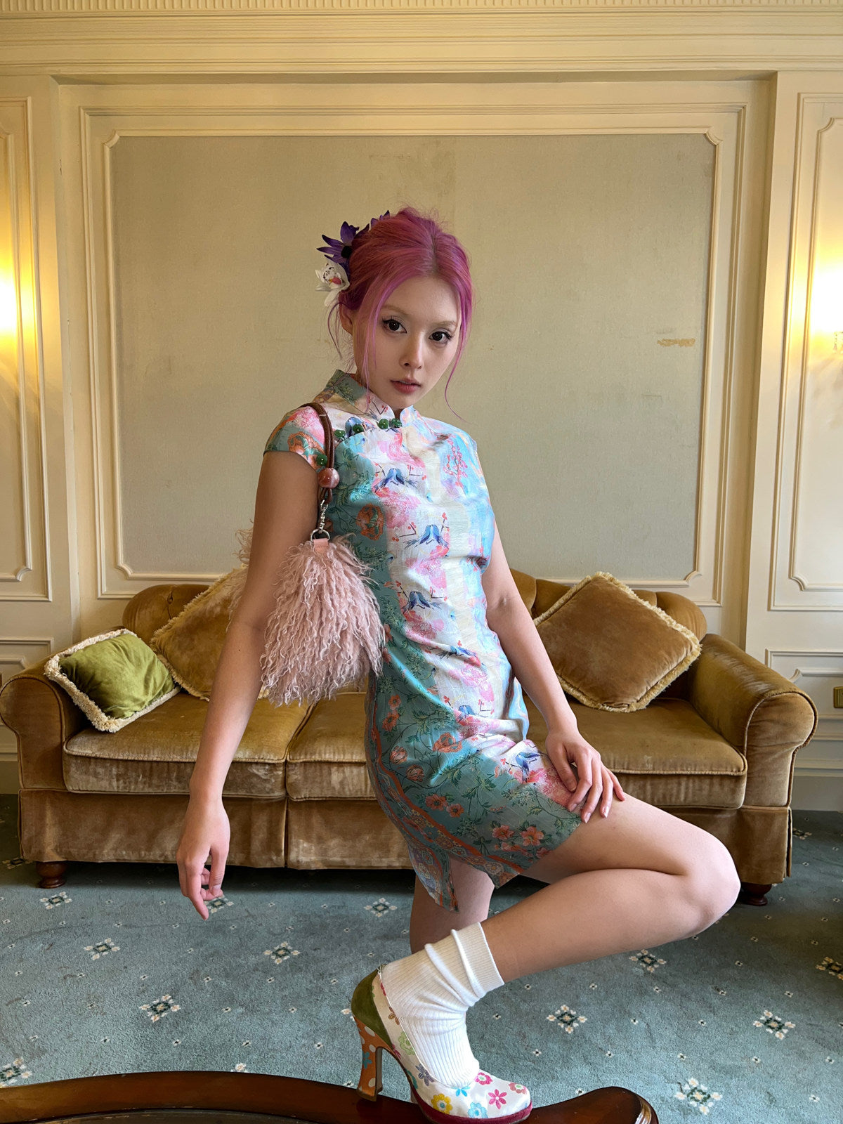 Fairy Flower Jade Cheongsam Dress