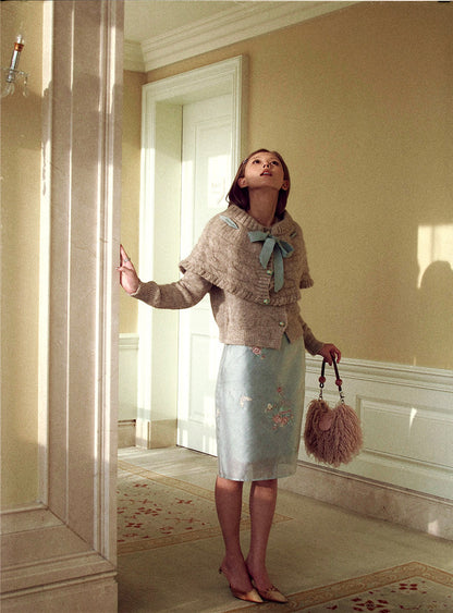 Icy Floral Embroidery Skirt