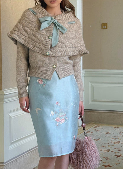 Icy Floral Embroidery Skirt