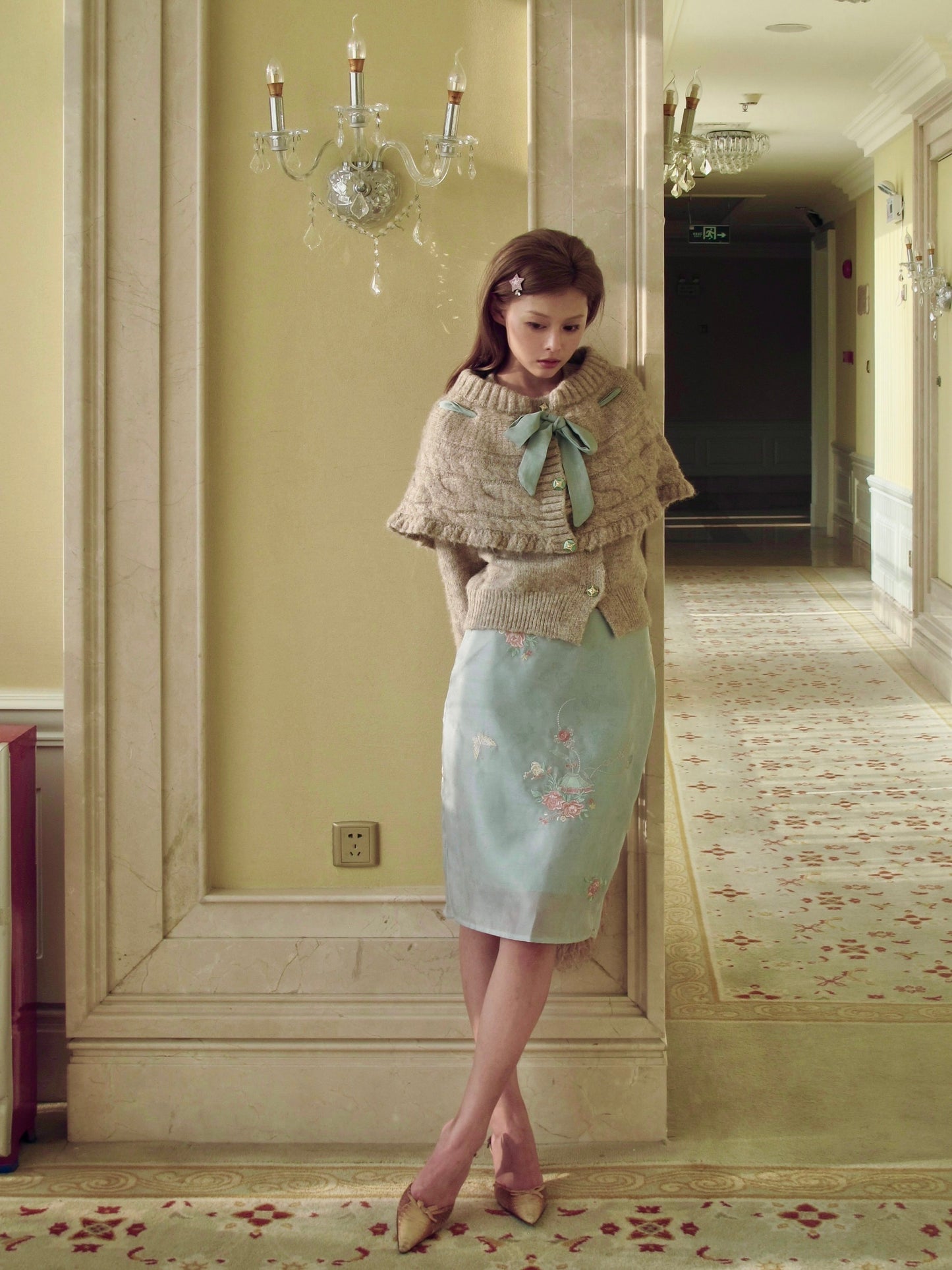 Icy Floral Embroidery Skirt