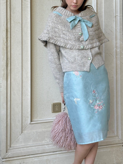 Icy Floral Embroidery Skirt