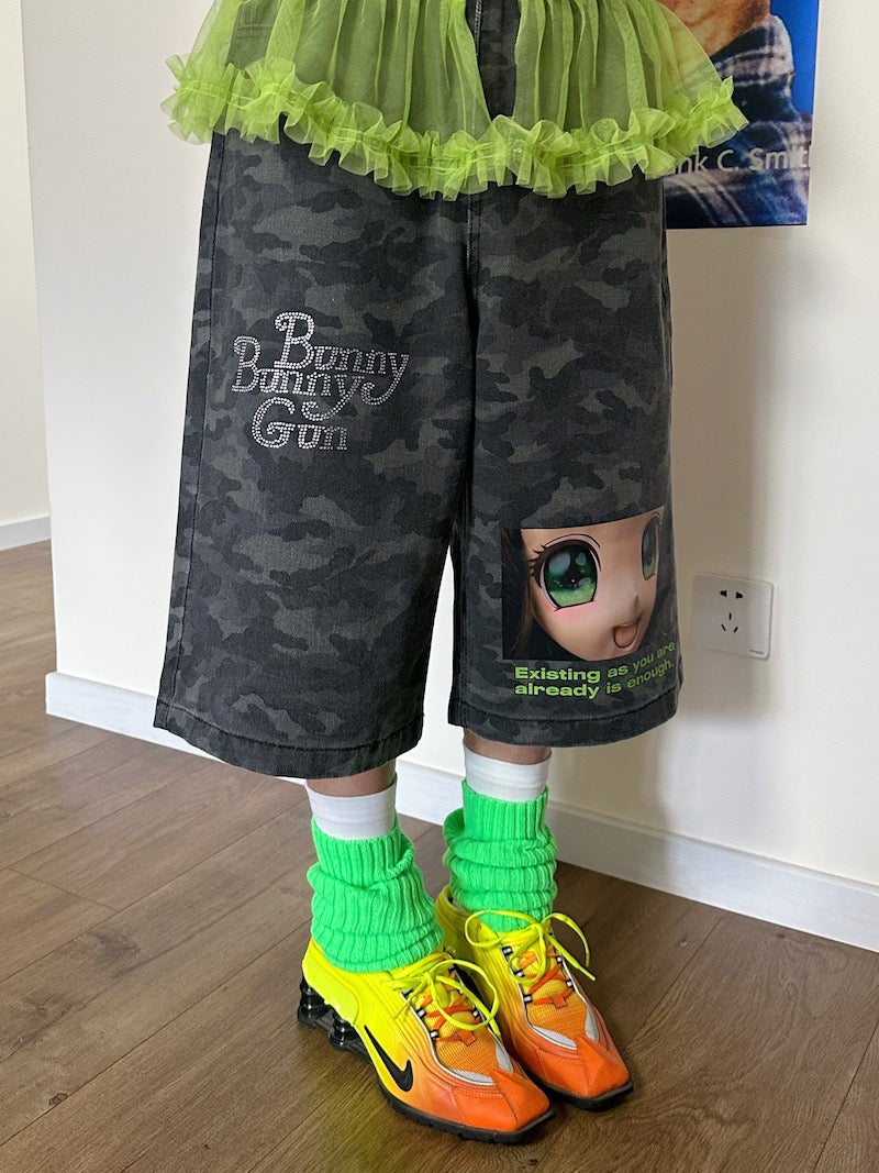 Anime Lace Camouflage Baggy Jeans