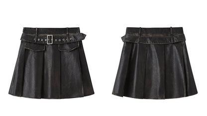 Grunge Pleated Mini Skirt