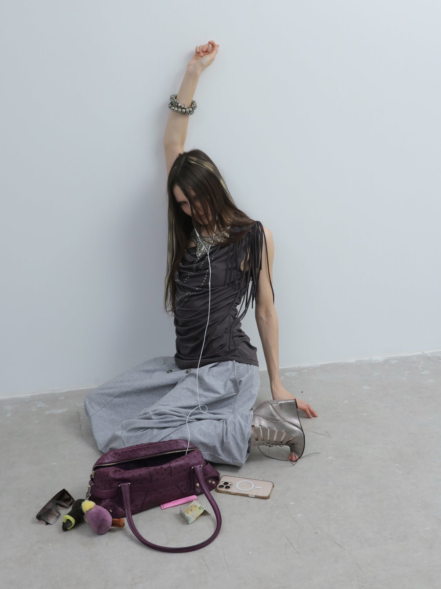 Asymmetric Drape Tussle Shirt