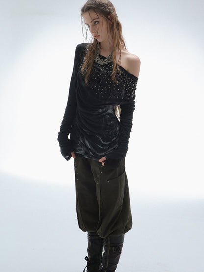 Rhinestone Drape Shirt