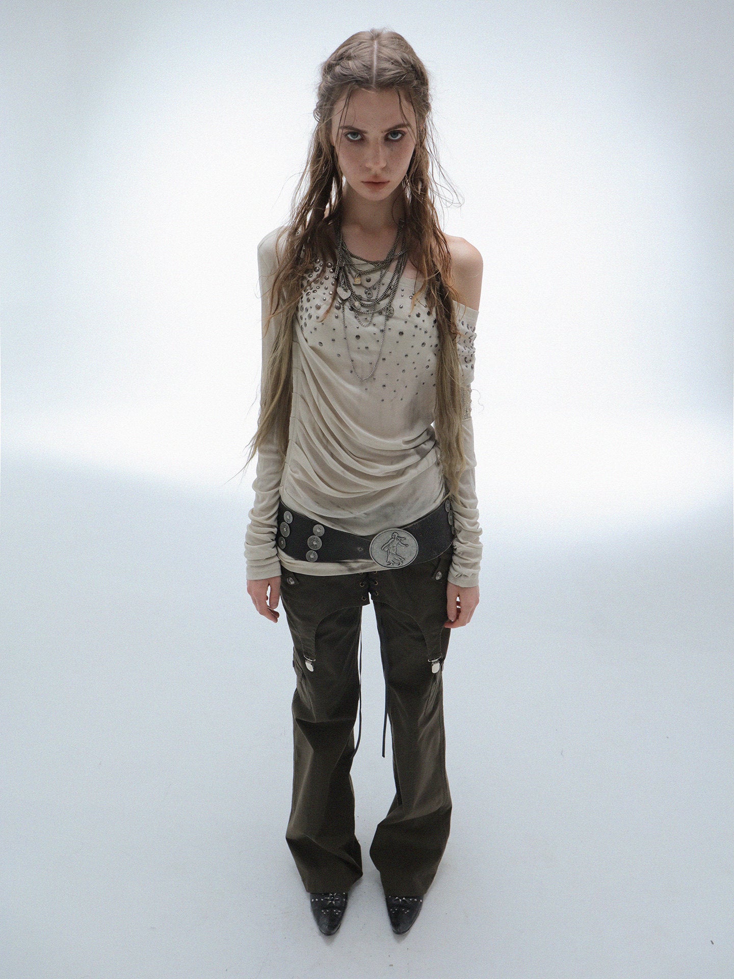 Rhinestone Drape Shirt