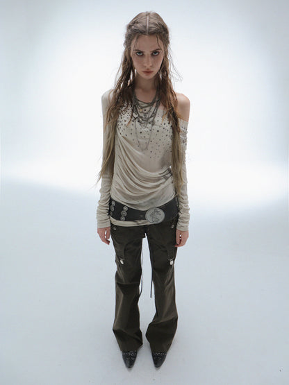 Rhinestone Drape Shirt