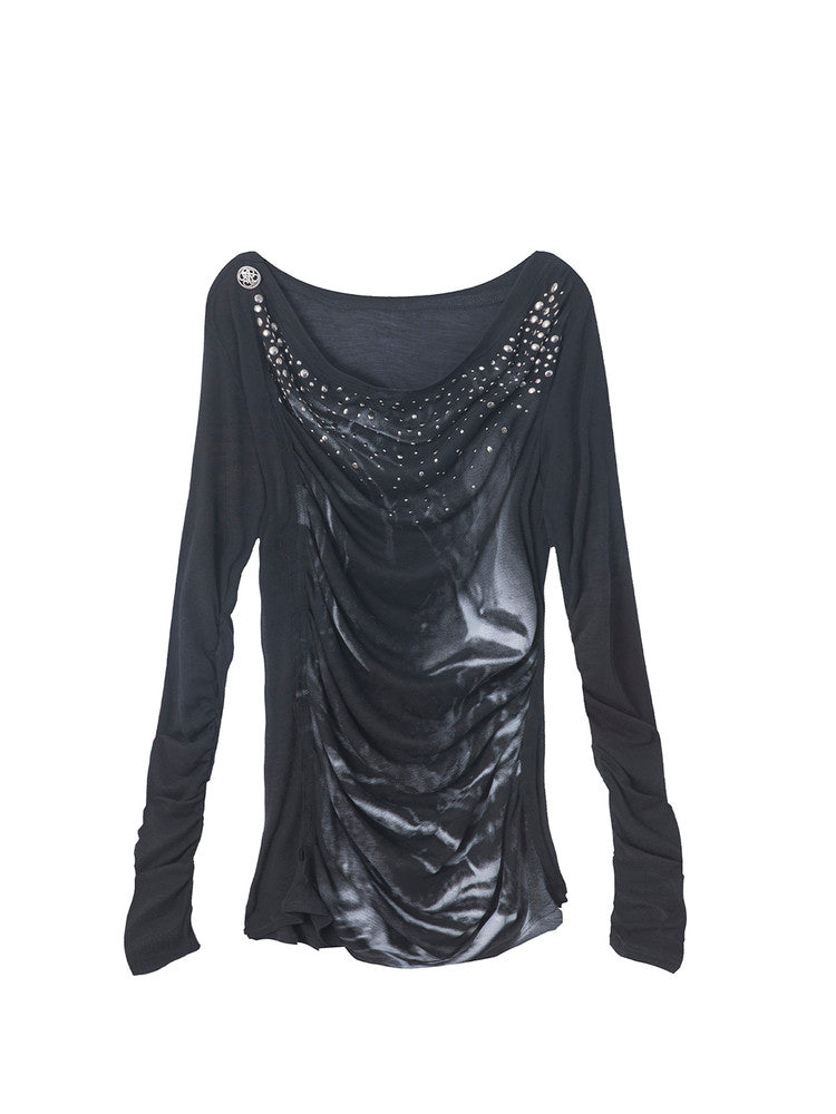 Rhinestone Drape Shirt
