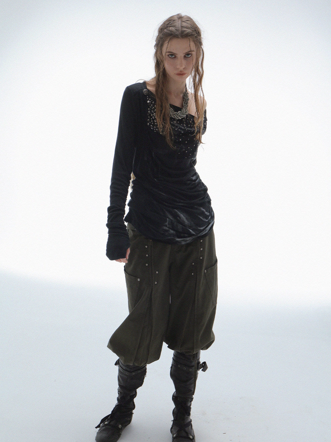 Rhinestone Drape Shirt