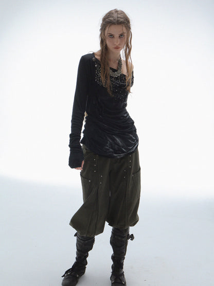 Rhinestone Drape Shirt