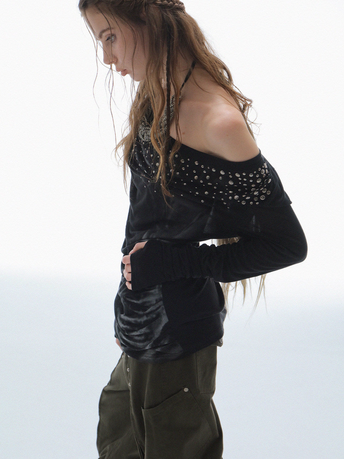 Rhinestone Drape Shirt
