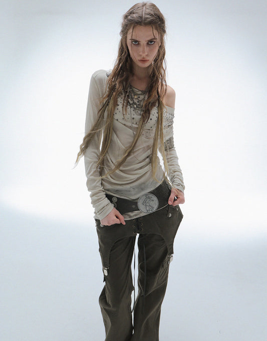 Rhinestone Drape Shirt