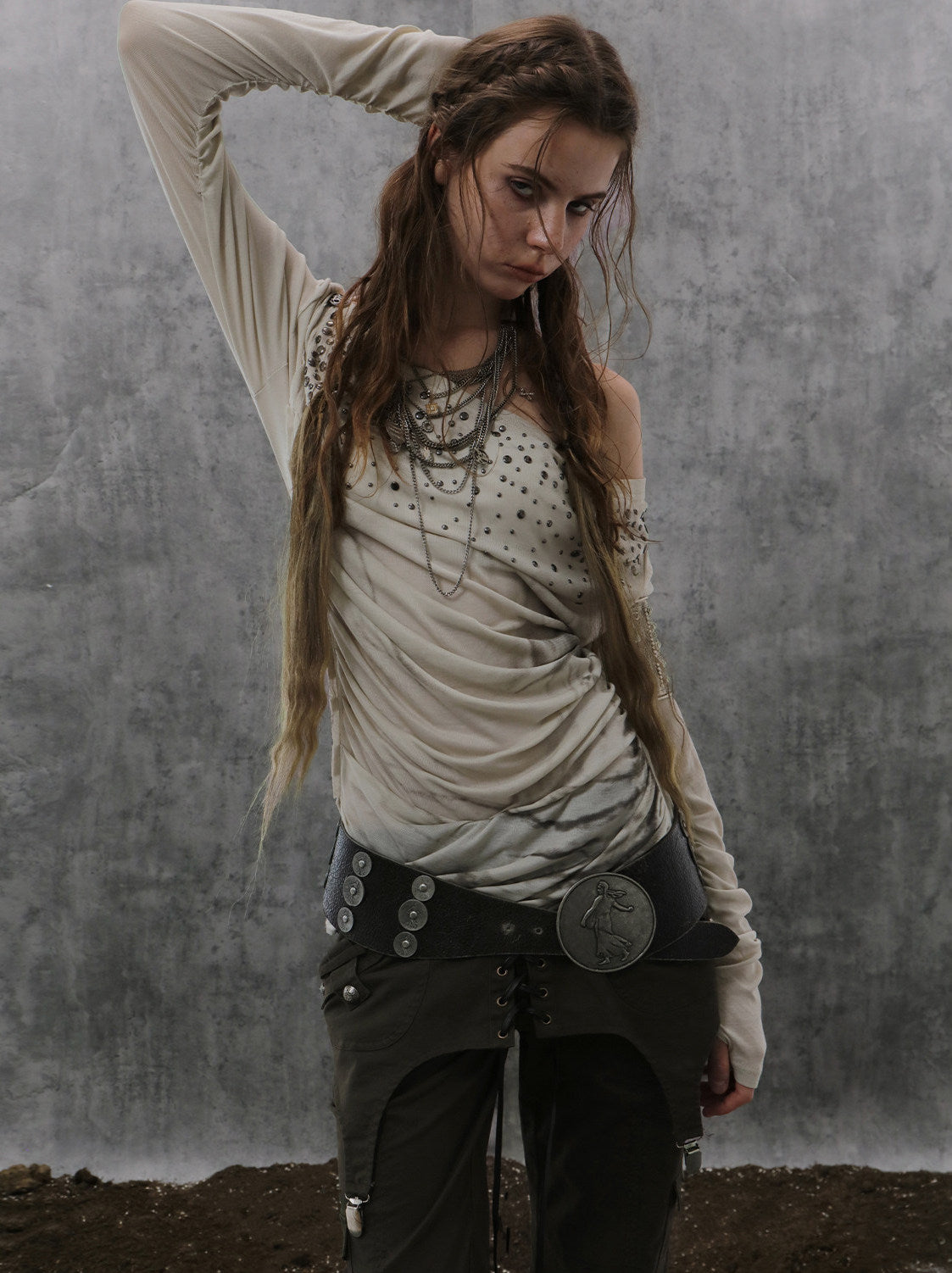 Rhinestone Drape Shirt