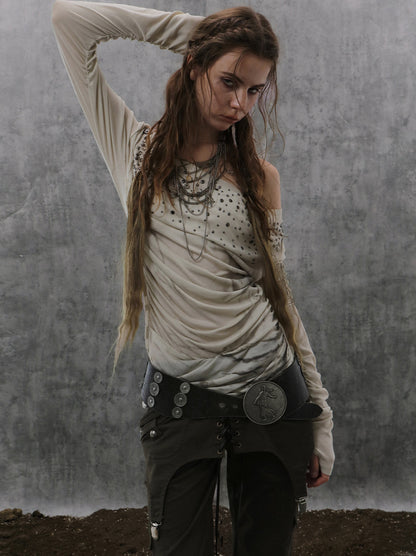 Rhinestone Drape Shirt