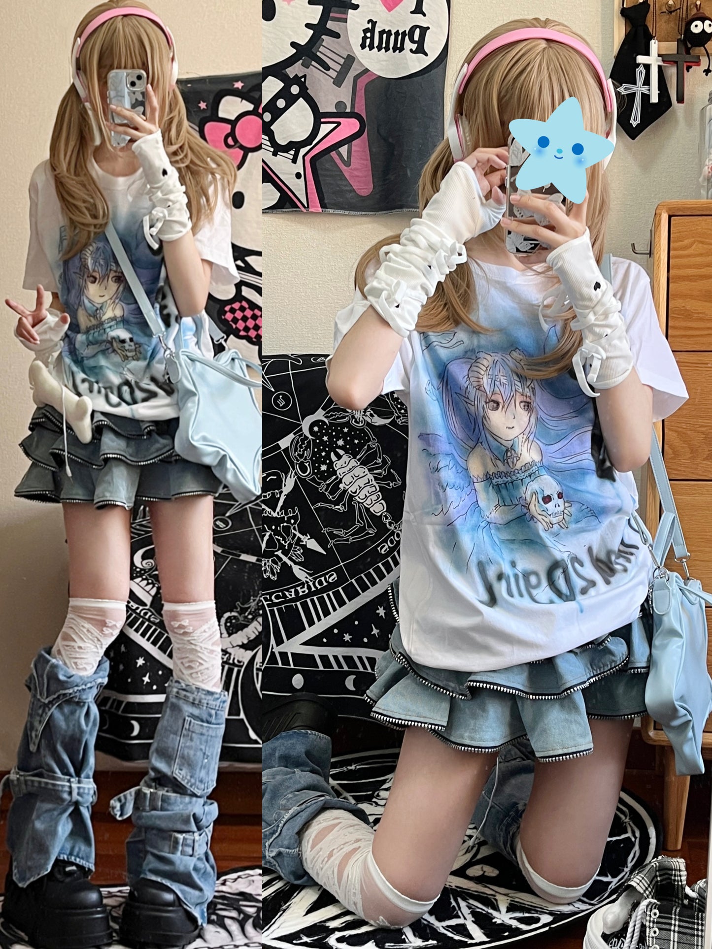 Anime Emo Boy Hand-Painted T-shirt