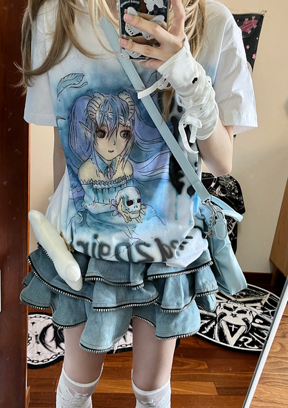 Anime Emo Boy Hand-Painted T-shirt