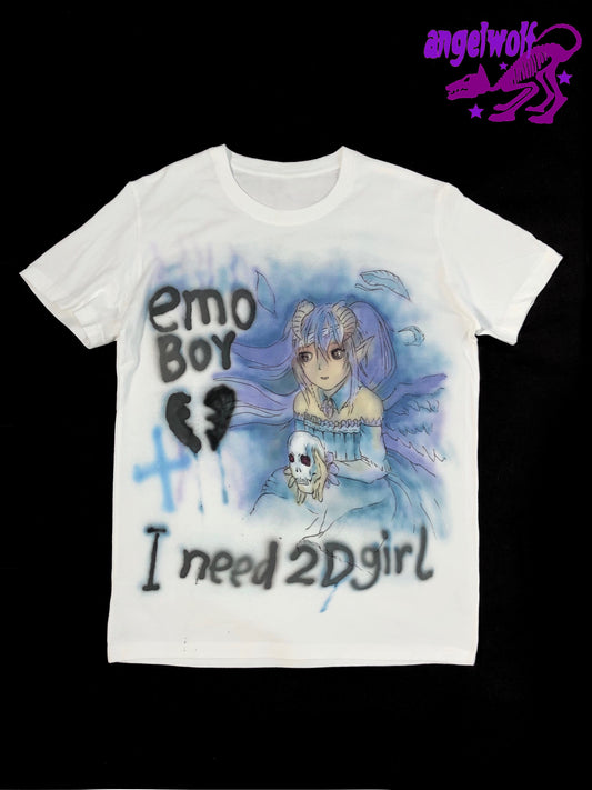 Anime Emo Boy Hand-Painted T-shirt