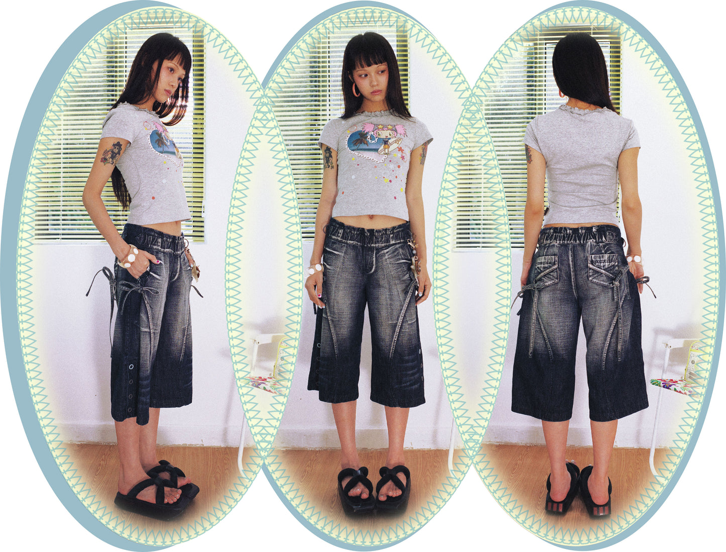Sassy Love Bow Washed Cropped Jeans