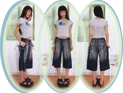 Sassy Love Bow Washed Cropped Jeans