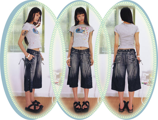 Sassy Love Bow Washed Cropped Jeans