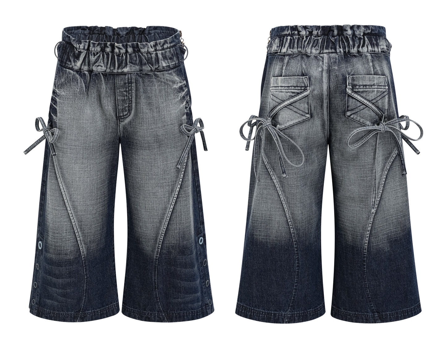 Sassy Love Bow Washed Cropped Jeans