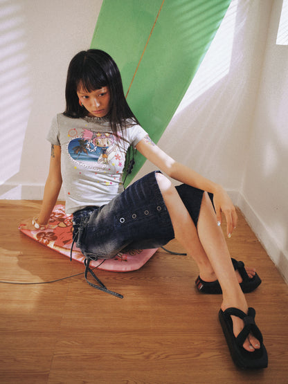 Sassy Love Bow Washed Cropped Jeans