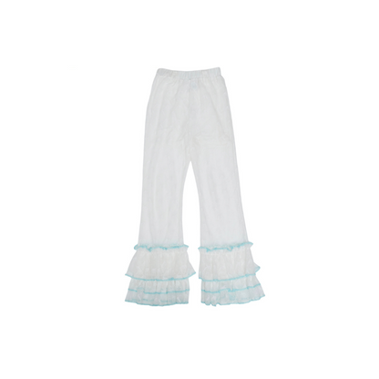 White Lace Dolphin Flare Pants